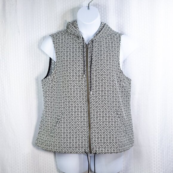 Christopher & Banks Jackets & Blazers - Christopher & Banks Size L white/black floral embroidered pattern hooded sleeve
